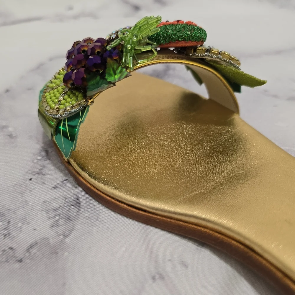 🍉🍍 SOPHIA WEBSTER 🍇🍋 Lilico Fruit Flat Sandal Rose Gold - EU 38.5 - HTF EUC
